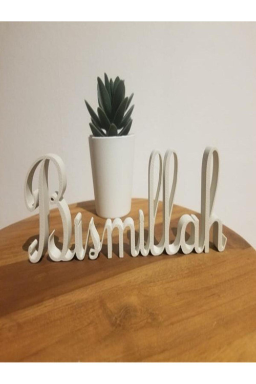 Bismillah Yazılı Dekoratif Masa Üstü Süs – Modern 3D Tasarım, İslami Ev Dekoru