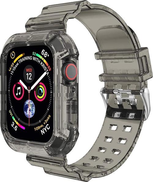 Apple Watch Series 5 44mm Kordon Transparent Clear Band Siyah
