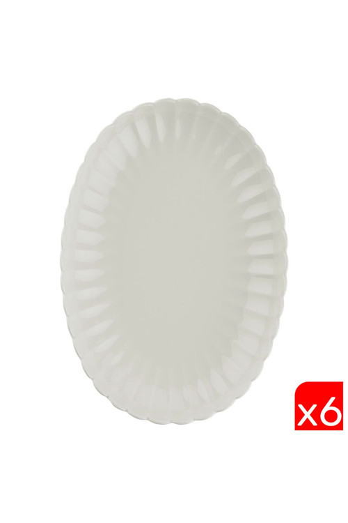 Bone Luz Krem Kayık Tabak 24x17x3cm 6 lı BNLZF24KY00
