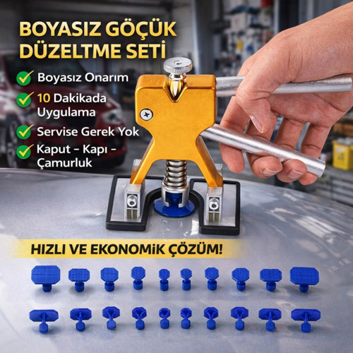 20 Parça Boyasız Göçük Düzeltme Seti | Kaput Kapı Çamurluk Göçük Onarım Aparatı | PDR Dent Repair Seti