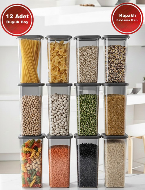 12'Li Set Premium Saklama Kabı (4 Büyük- 4 Orta - 4 Küçük)