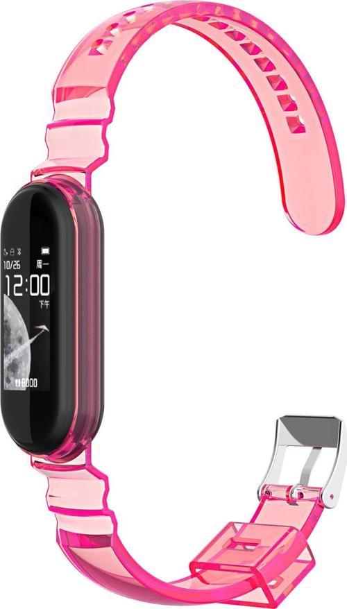 Xiaomi Mi Band 5 Kordon Transparent Clear Band Pembe