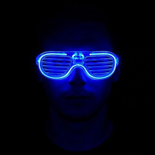Mavi Led Işıklı Parti Gözlüğü - Neon Glow Gözlük 3 Modlu