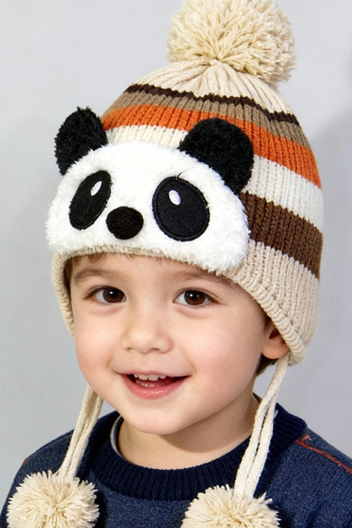 - Sevimli Panda Tasarımlı Unisex Çocuk Kışlık Bere - 5900