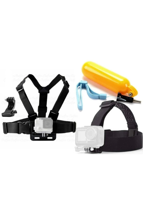 Tüm Aksiyon Kameralar İçin Kafa Bandı Göğüs Bandı Şamandıra 3\'Lü Set