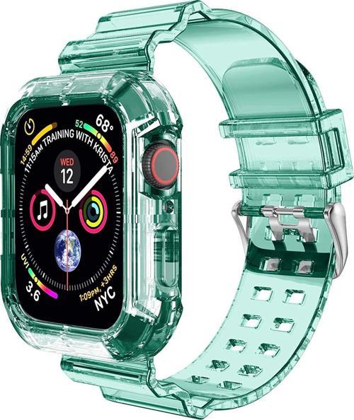 Apple Watch Series 4 44mm Kordon Transparent Clear Band Yeşil