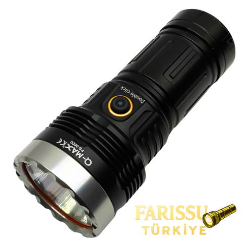 Q-MAX PS-3600 Şarjlı Avcı El Feneri | 38650 7800 mAh Pil | 3500 Lümen | Profesyonel
