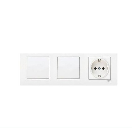 Karre Beyaz 3lü Set Anahtar + Anahtar + Topraklı Priz