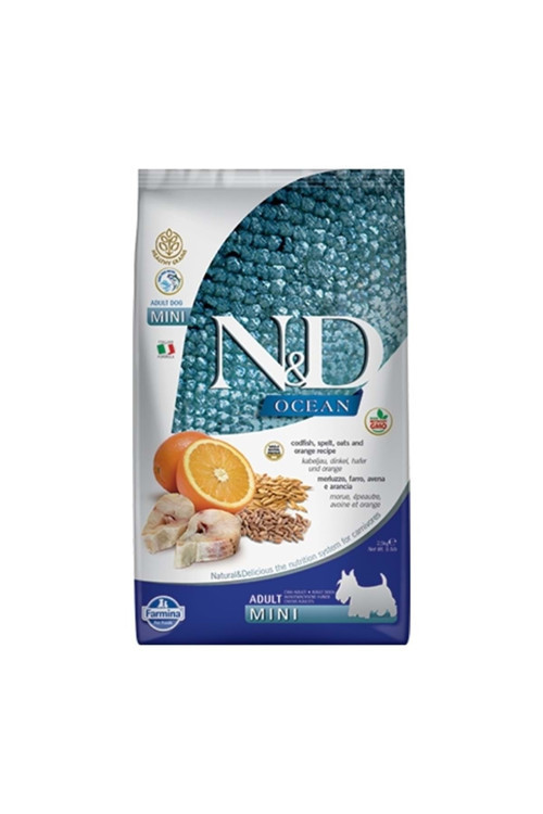 Nd Ocean Mini Adult Köpek 2,5Kg Az Tahıllı Morina Balığı Buğday Yulaf Ve Portakallı Köpek Maması