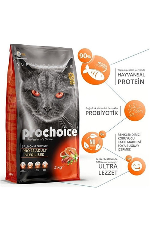 Pro Choice Pro 33 Sterilised Somonlu Karidesli Kedi Maması 15 Kg