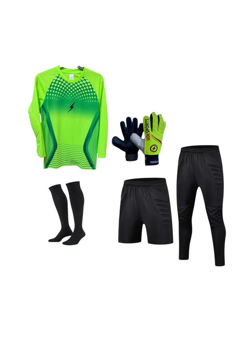 Çocuk Kaleci Forması Şortu Çocuk Kaleci Eldiveni Çocuk Kaleci Pantolonu Çorabı Seti
