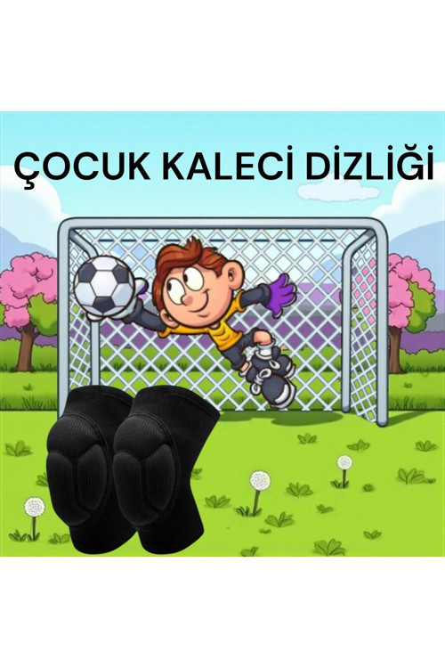Siyah Çocuk Sünger Destekli Kaleci Koruma Dizliği