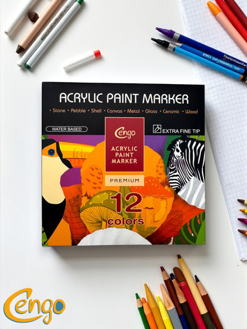 Akrilik Kalem Marker 12 Renk (Extra Fine Tip)