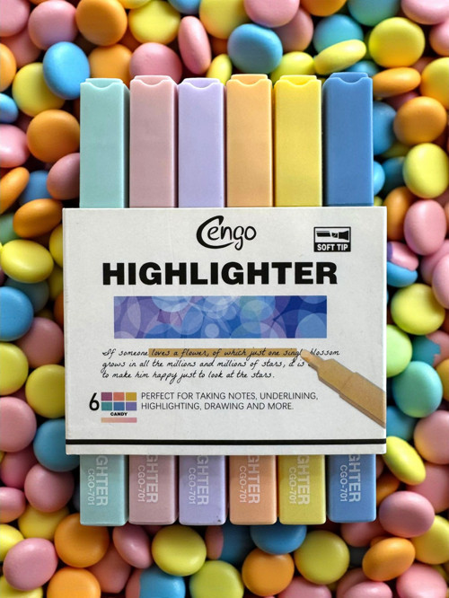 6 lı Kare Tip Highlighter Fosforlu Kalem CANDY SERİSİ