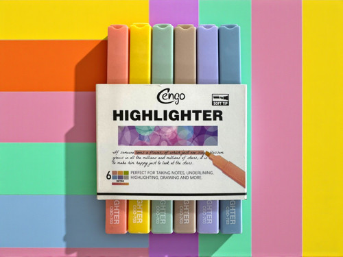 Kare Tip 6 lı Highlighter Fosforlu Kalem RETRO SERİSİ