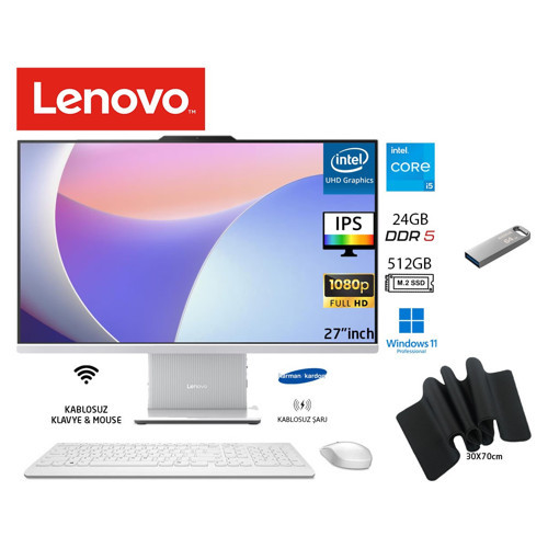ıdeacentre Aıo Intel Core I5 13420H 24GB 512GB SSD W11PRO 27" Fhd All In One Bilgisayar F0HM0045TR Duddı Mousepad+Usbbel