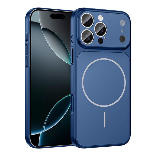 iPhone 14 Pro Max Kılıf MKST M-Safe Şarj Özellikli Kamera Korumalı Formen Kapak - Mavi