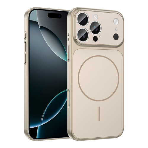 iPhone 14 Pro Max Kılıf MKST M-Safe Şarj Özellikli Kamera Korumalı Formen Kapak - Gold