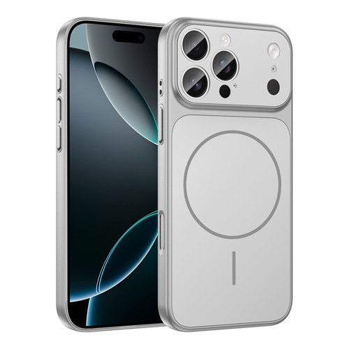 iPhone 14 Pro Max Kılıf MKST M-Safe Şarj Özellikli Kamera Korumalı Formen Kapak - Gümüş