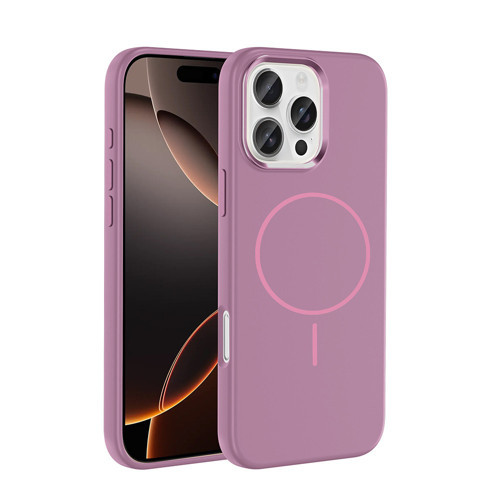 iPhone 16 Pro Max Kılıf M-Safe Şarj Özellikli Metal Kamera Çerçeveli MKST Edi Silikon Kapak - Mor