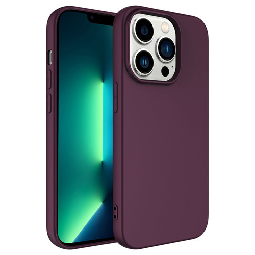 iPhone 14 Pro Max Kılıf MKST LSR Lansman Kapak - Koyu Mor
