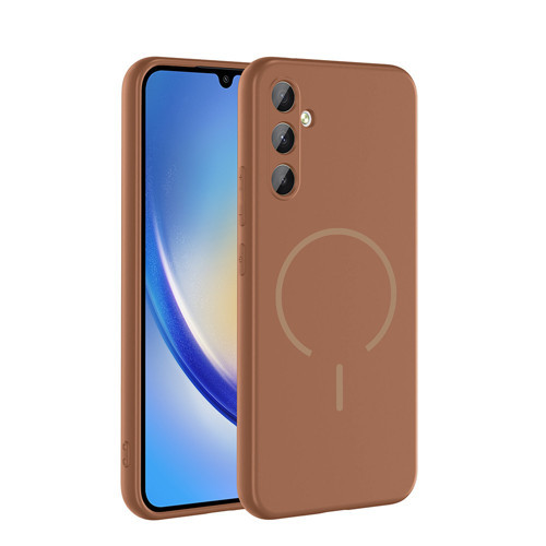 Galaxy A34 Kılıf M-safe Şarj Özellikli MKST Meta Kapak - Kahverengi