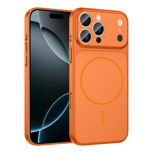 iPhone 14 Pro Max Kılıf MKST M-Safe Şarj Özellikli Kamera Korumalı Formen Kapak - Turuncu