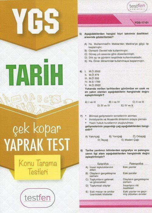 YGS Tarih Konu Tarama Yaprak Testleri