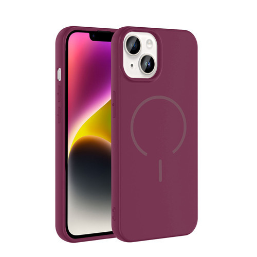 iPhone 13 Kılıf M-safe Şarj Özellikli MKST Meta Kapak - Mürdüm