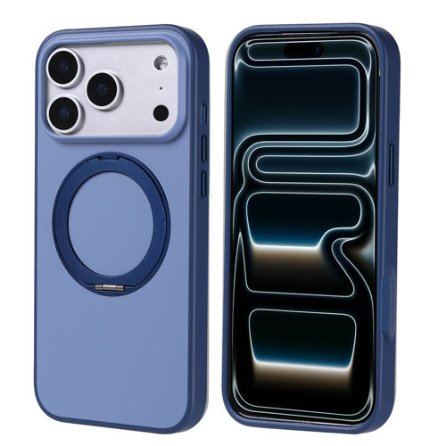 iPhone 17 Pro Max Kılıf M-Safe Şarj Özellikli Standlı MKST Proton Silikon Kapak - Lacivert