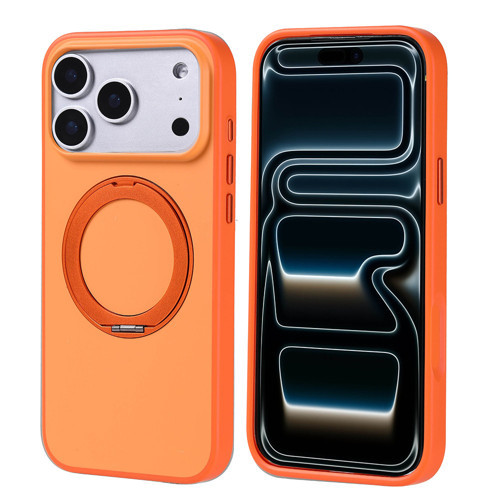 iPhone 17 Pro Max Kılıf M-Safe Şarj Özellikli Standlı MKST Proton Silikon Kapak - Turuncu
