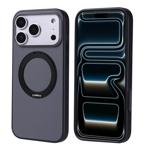iPhone 17 Pro Max Kılıf M-Safe Şarj Özellikli Standlı MKST Proton Silikon Kapak - Siyah