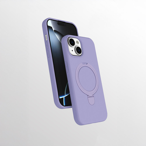 iPhone 15 Kılıf M-safe Şarj Özellikli Standlı MKST Samara Kapak - Lila