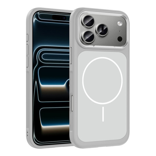 iPhone 17 Pro Kılıf M-Safe Şarj Özellikli Metal Kamera Çerçeveli MKST Sanremo Silikon Kapak - Beyaz