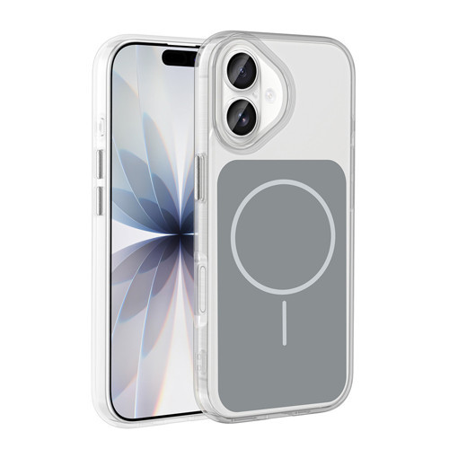 iPhone 17 Kılıf Metal Buton Tasarımlı MKST İkonik Sert Silikon Kapak - Gri
