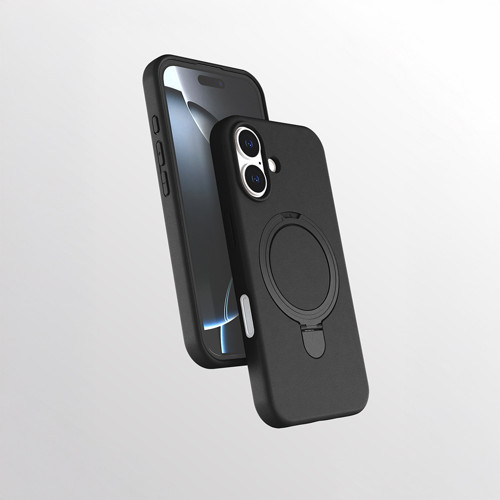 iPhone 16 Kılıf M-safe Şarj Özellikli Standlı MKST Samara Kapak - Siyah