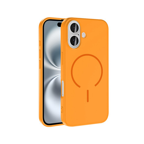 iPhone 16 Kılıf M-safe Şarj Özellikli MKST Meta Kapak - Turuncu