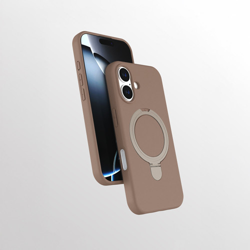 iPhone 16 Kılıf M-safe Şarj Özellikli Standlı MKST Samara Kapak - Desert Gold