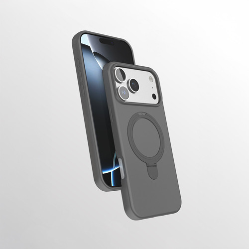 iPhone 17 Pro Kılıf M-safe Şarj Özellikli Standlı MKST Samara Kapak - Titanyum-Gri