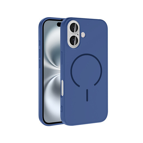 iPhone 16 Kılıf M-safe Şarj Özellikli MKST Meta Kapak - Lacivert