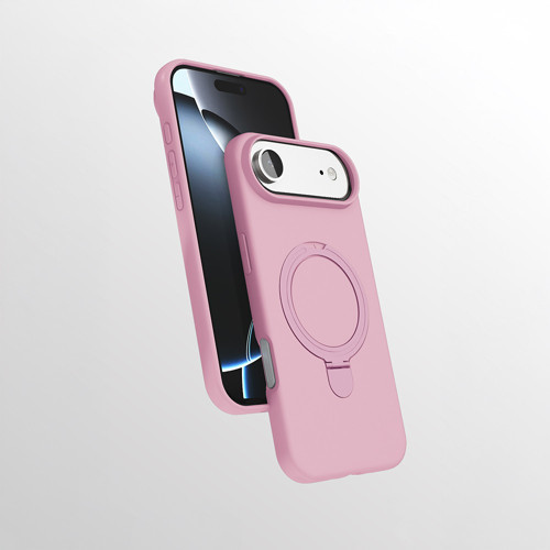 iPhone 17 Air Kılıf M-safe Şarj Özellikli Standlı MKST Samara Kapak - Pembe
