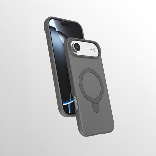 iPhone 17 Air Kılıf M-safe Şarj Özellikli Standlı MKST Samara Kapak - Titanyum-Gri