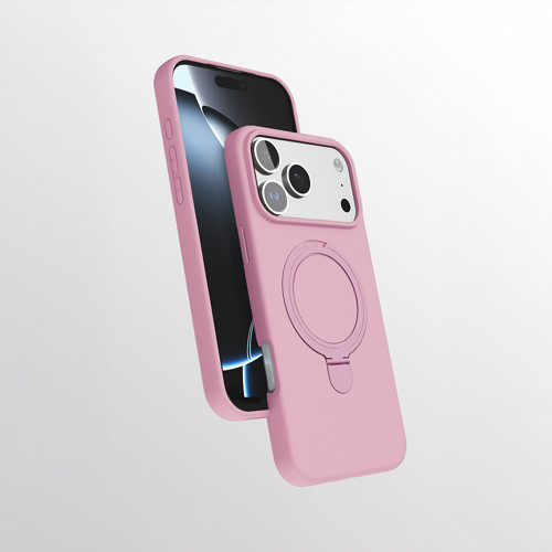 iPhone 17 Pro Kılıf M-safe Şarj Özellikli Standlı MKST Samara Kapak - Pembe