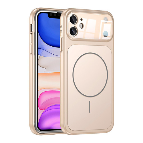iPhone 11 Kılıf M-Safe Şarj Özellikli Kamera Korumalı Formen Kapak - Gold
