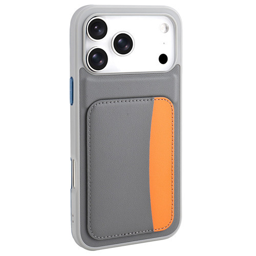 iPhone 17 Pro Max Kılıf Kartlıklı X-Kart Silikon Kapak - Koyu Gri