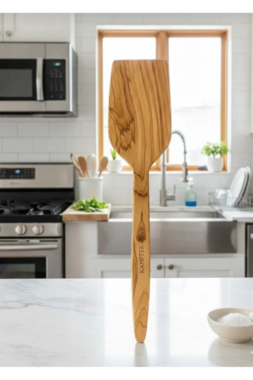 Ahşap Doğal Zeytin Ağacından Standart Spatula 27 Cm