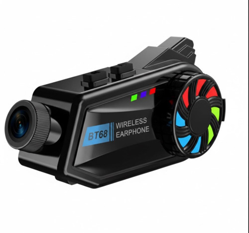 BT68 Kameralı Motosiklet İnterkom - 1080P Full HD Video Kayıtlı Kask Kulaklığı, Bluetooth 5.0 ve Sesli Komut Destekli Akıllı İnterkom Sistem