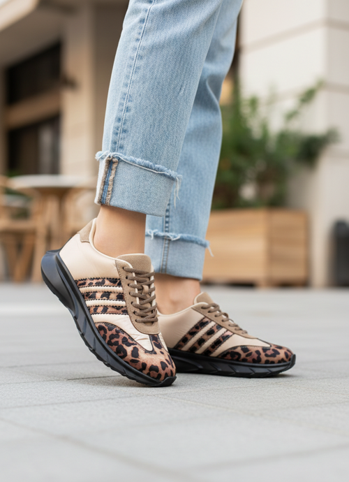 Kadın Comfort Spor Ayakkabı- Kahve Leopar Desenli 31681158-10