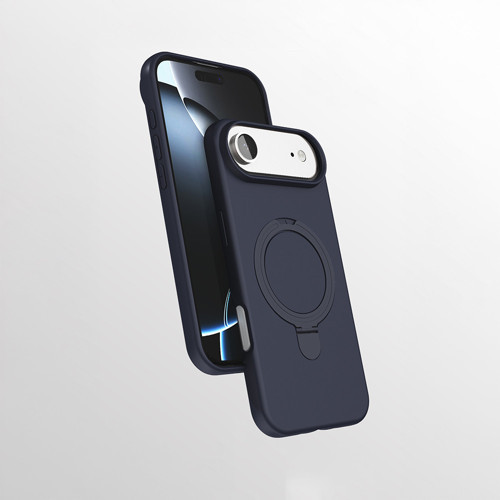iPhone 17 Air Kılıf M-safe Şarj Özellikli Standlı MKST Samara Kapak - Lacivert