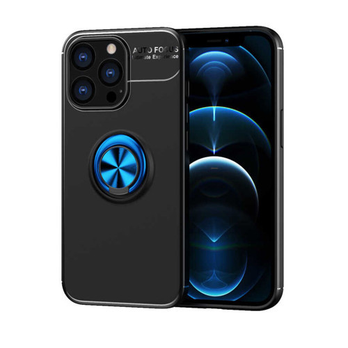iPhone 13 Pro Max Uyumlu MKST Ravel Silikon Kılıf-Siyah-Mavi